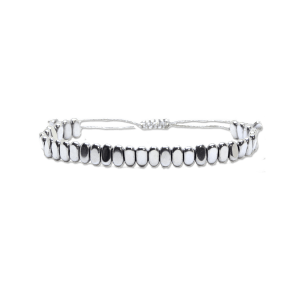 Hematite-flat-silver-bracelet