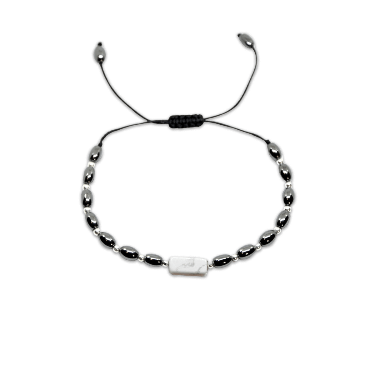 Hematite and gemstone bracelet-Howlite