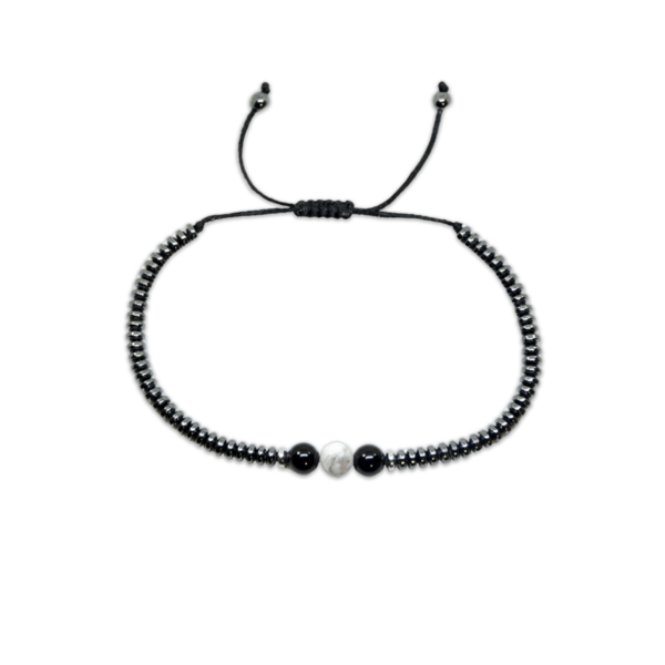 Hematite rondelles gemstone bracelet