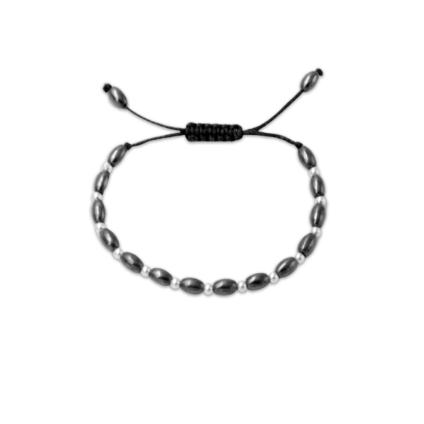 Hematite oval silver beads black