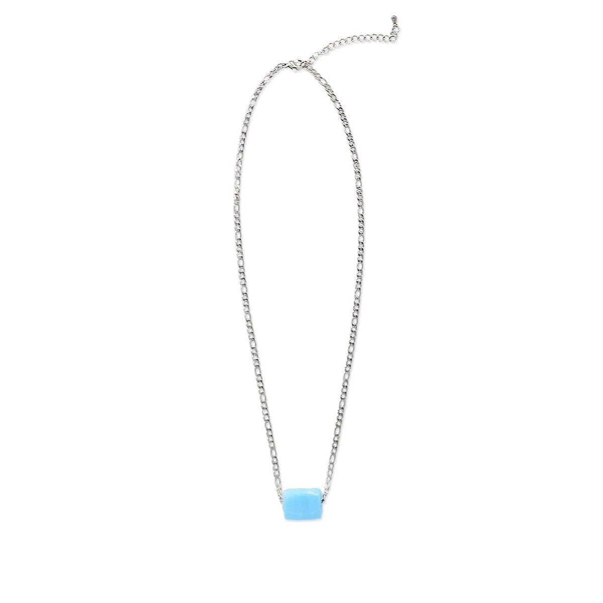Blue bead steel necklace